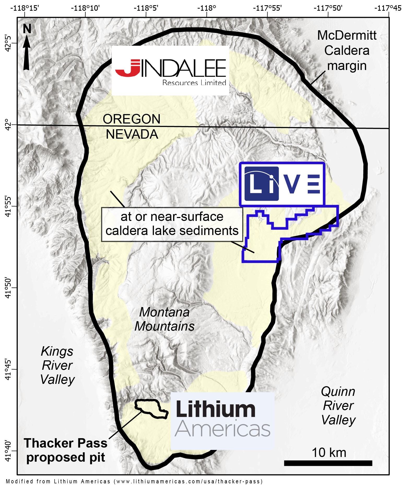 Map of the McDermitt East claims within the McDermitt Caldera, Nevada